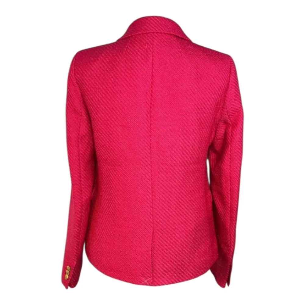 J. Crew Hot Pink Tweed Schoolboy Academia‎ Career Blazer Jacket Size 0 New